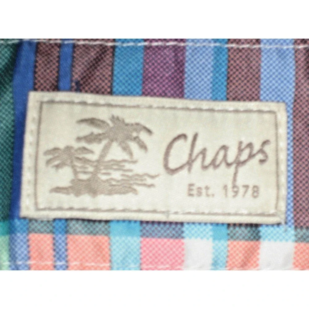 Mens Chaps Ralph Lauren Poly Blue Plaid Unlined Swim Board Shorts sz Lg x 9